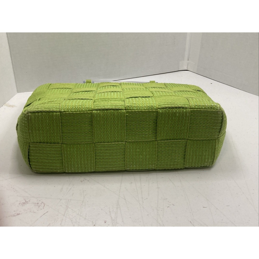 Vtg M&G Bertini Italy Seatbelt Woven Handbag Purse Lucite Handles Lime Green - Picture 9 of 15